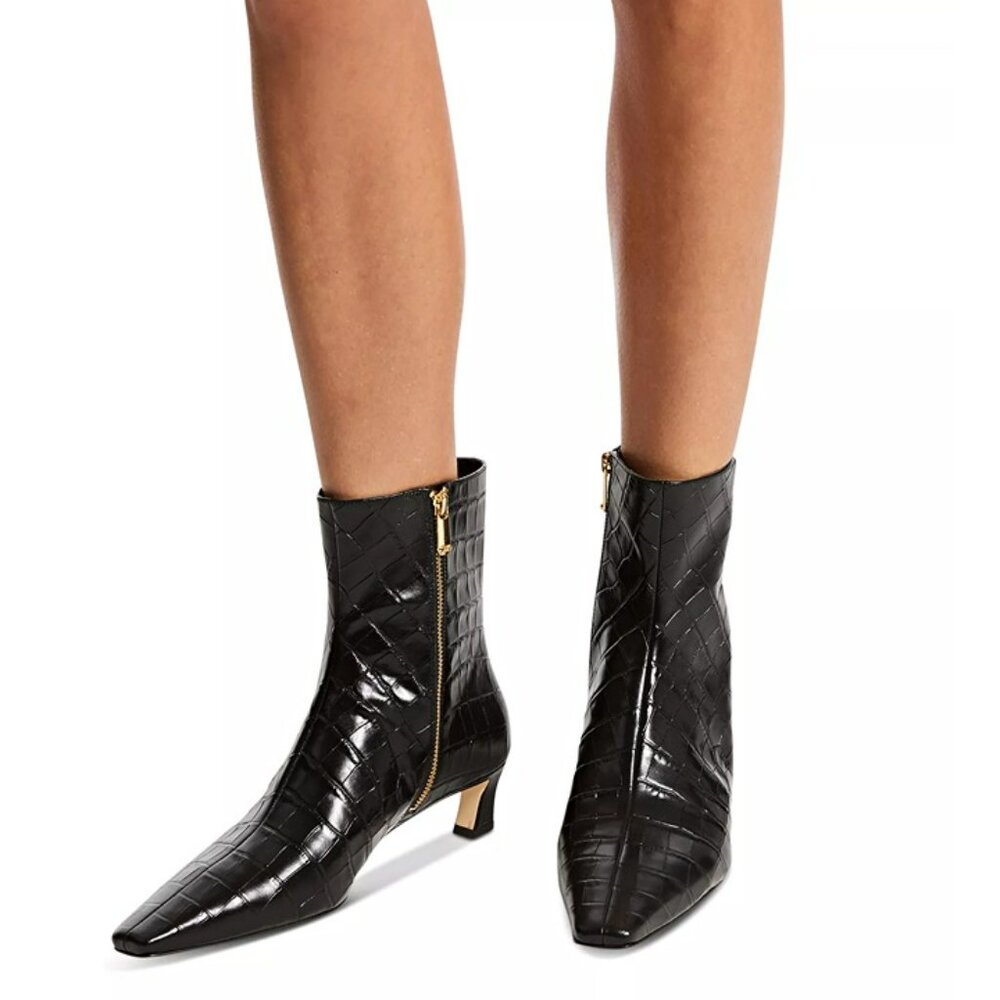 Michael Kors Black Croc-Embossed Heeled Boots - Picture 2 of 12